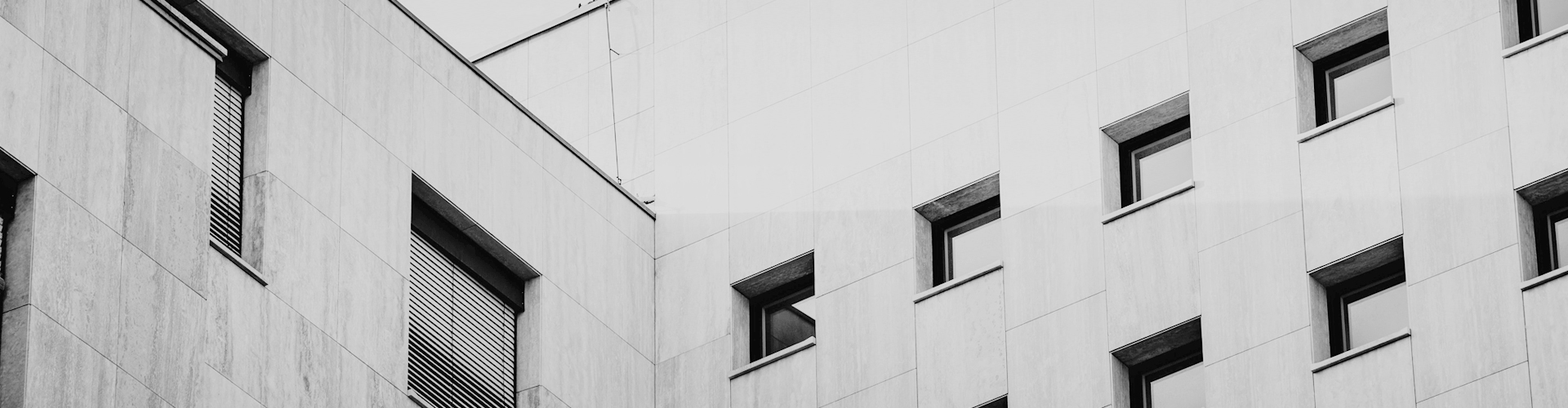 Modern architectural facade in black and white